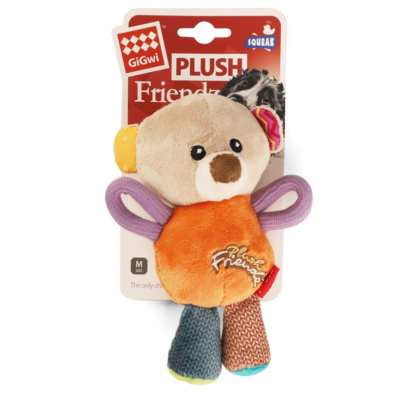 GiGwi Игрушка для собак Мишка с пищалками 17см, серия PLUSH FRIENDZ