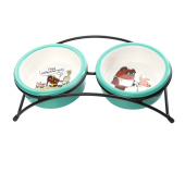 Triol СОЮЗМУЛЬТФИЛЬМ Миска для животных керамическая двойная на подставке "Пора подкрепиться!", 2*0.25л