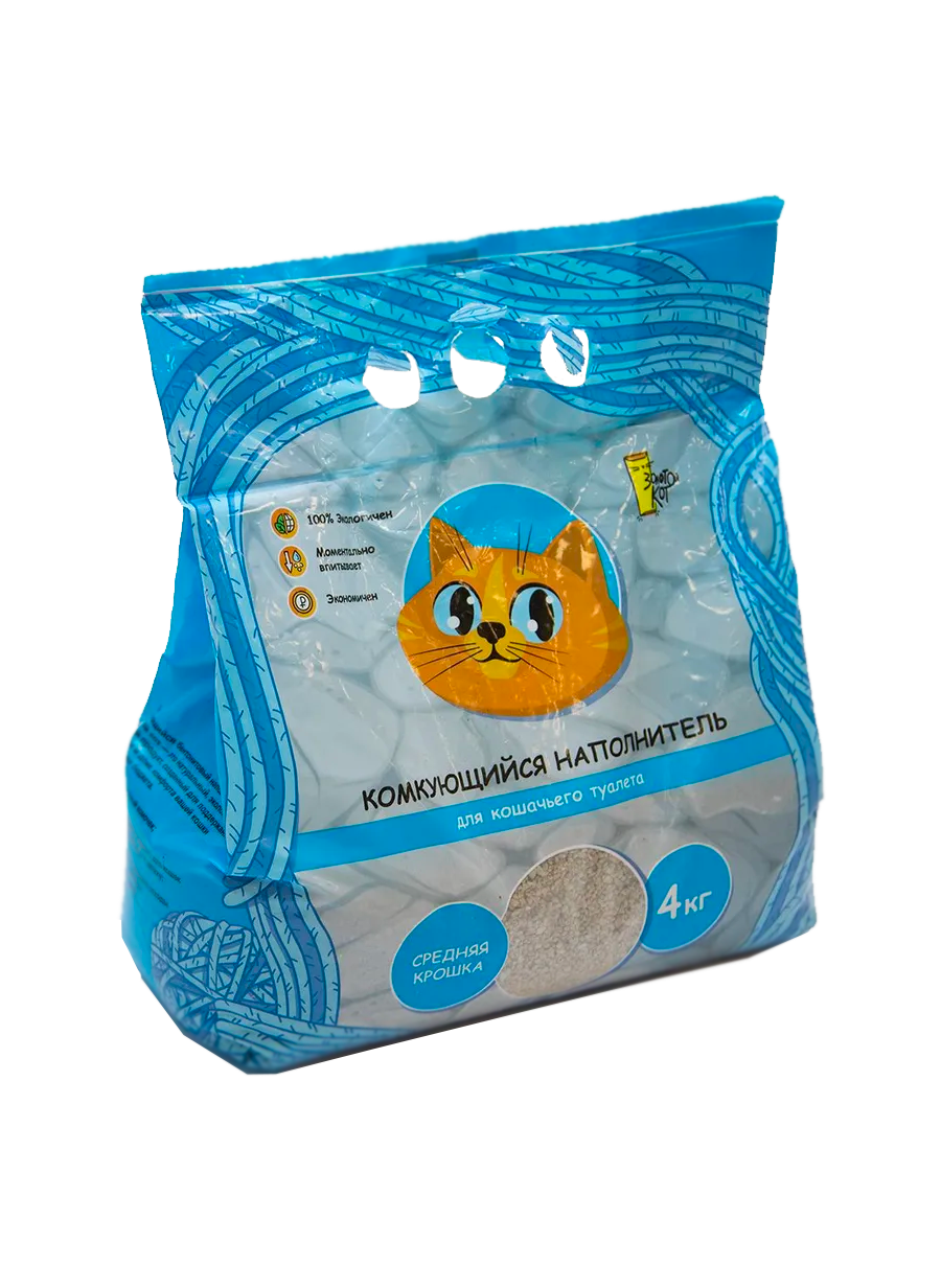 Золотой кот Комкующийся наполнитель для туалета кошек, 4 кг