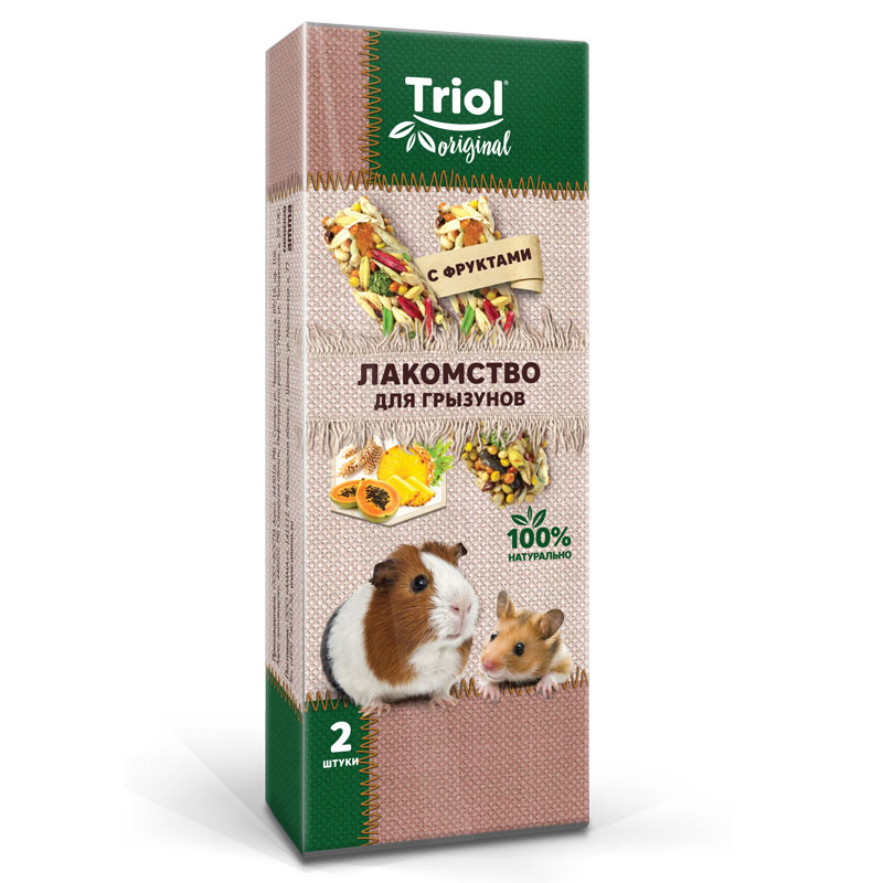 Triol Лакомство для грызунов с фруктами (уп.2шт.), 50г, Original