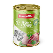 Ночной охотник Консервы для кошек, кролик и сердце кусочки в желе, 415 г