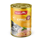 Ночной охотник консервы для кошек курица, кусочки в соусе, 415 г