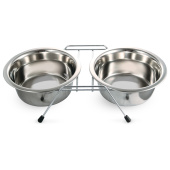 Triol Миска металлическая на подставке, 2*0,80 л