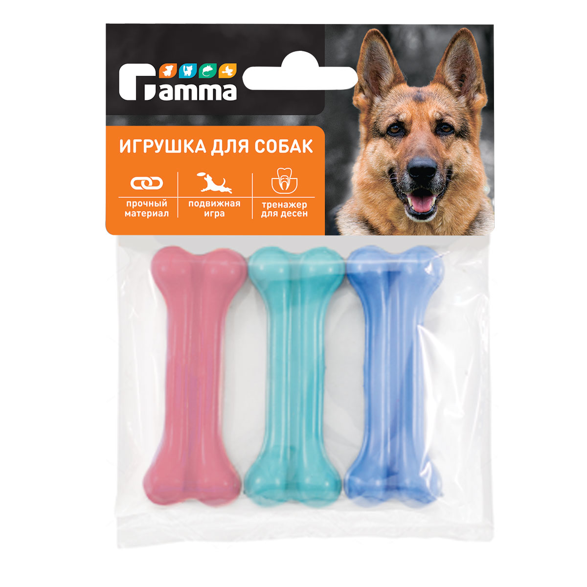 Gamma Игрушка для собак из резины "Кость литая №1", 75мм, (уп.3шт