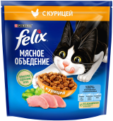FELIX Сухой корм для кошек Мясное объедение, с курицей, 200 г