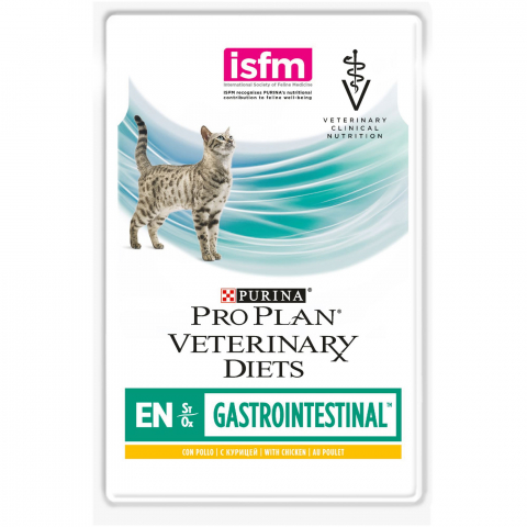 Purina Veterinary Diet Влажный корм для кошек Gastrointestinal EN при расстройствах пищеварения, с курицей, 85 г
