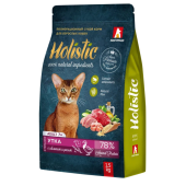 Зоогурман Holistic Adult 7+ сухой корм для кошек, с уткой, яблоком и рисом, 1,5 кг