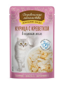 Деревенские лакомства Пауч для кошек Курица с креветкой в нежном желе, 70 г