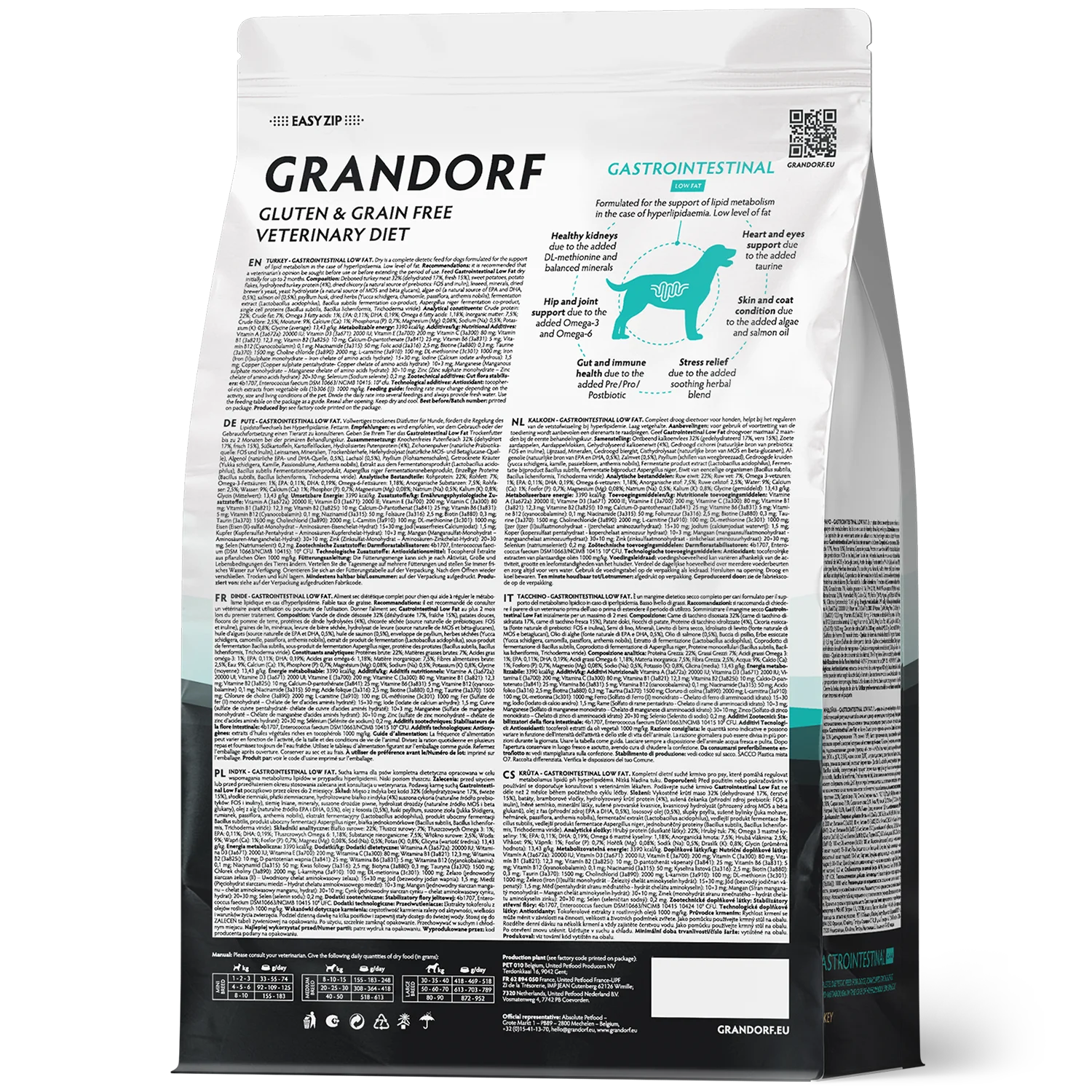 GRANDORF VETERINARY DIET Dog GASTROINTESTINAL LOW FAT способствующий регуляции метаболизма липидов при гиперлипидемии