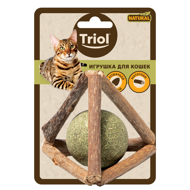 Triol Игрушка для кошек из мататаби "Треугольник с кошачьей мятой", 50мм, серия NATURAL