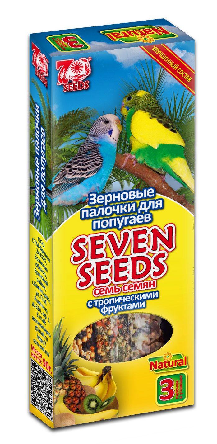 Seven Seeds Палочки для попугаев, с тропическими фруктами 3 шт.