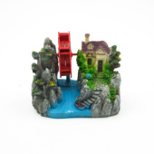 Китай Aquanimal Декорация "Домик с водяной мельницей" 11*7.5*9.5 см
