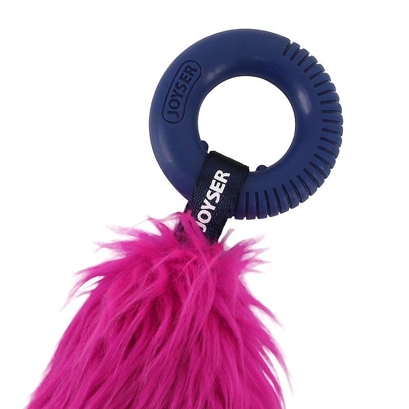 Joyser Игрушка для собак Puppy Хвост с резиновым кольцом с пищалкой S розовый, 20 см
