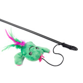 Mr.Kranch Игрушка-дразнилка для кошек Кактус плюшевая с кошачьей мятой и перышками 17 см зеленая