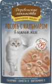 Деревенские лакомства Пауч для кошек Лосось с кальмаром в нежном желе, 70 г