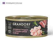 GRANDORF FRESH Консервы для кошек Куриная грудка с утиным филе в желе 70 г