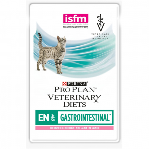 Purina Veterinary Diet Влажный корм для кошек Gastrointestinal EN при расстройствах пищеварения, с лососем, 85 г