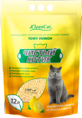 Чистый котик наполнитель комкующийся ТОФУ лимон, 12 л