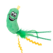 Mr.Kranch Игрушка для кошек Огурчик плюшевая с кошачьей мятой и перышками 17 см зеленая