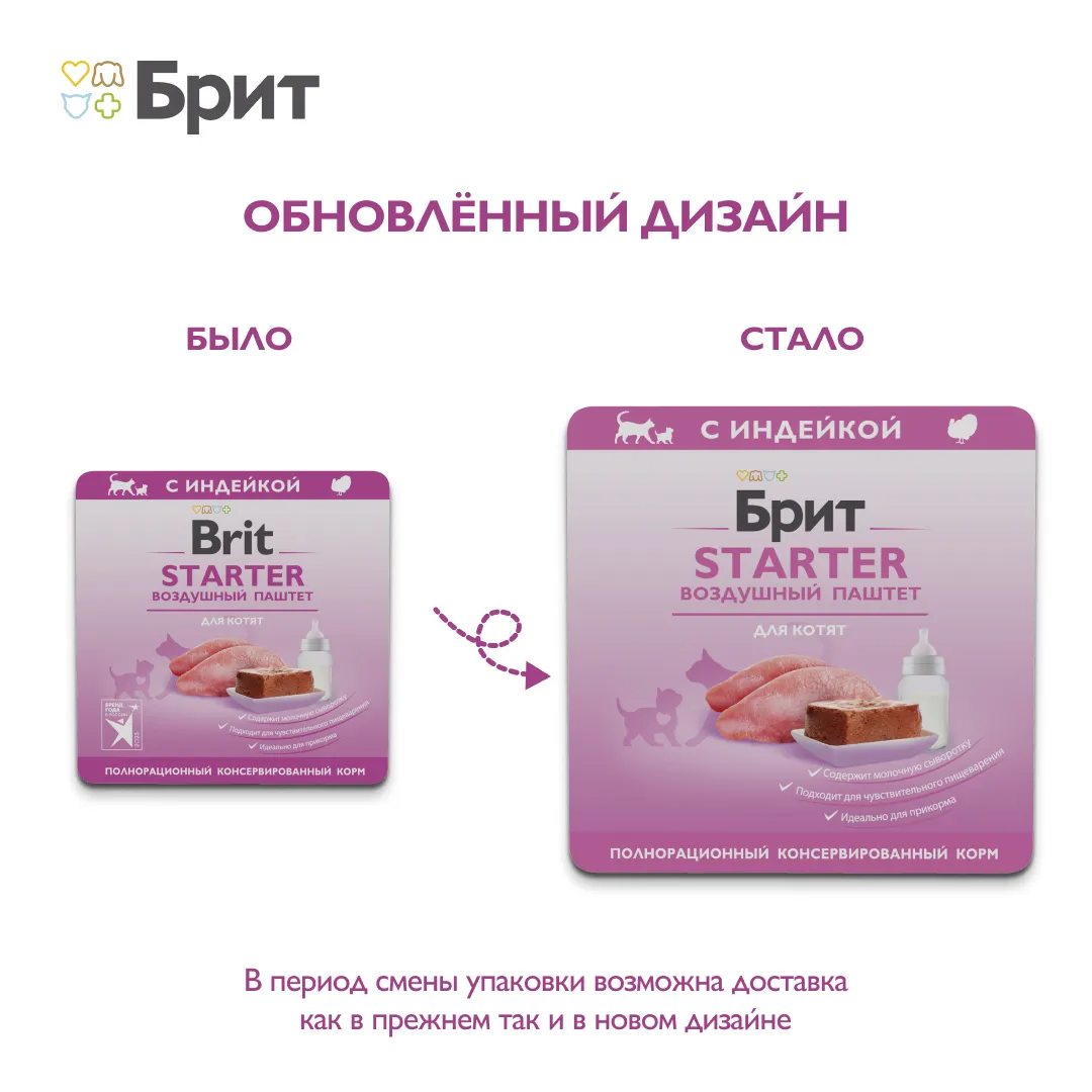 БРИТ ПРЕМИУМ Воздушный паштет для котят, STARTER, 100 г