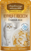 Деревенские лакомства Пауч для кошек Курица с лососем в нежном желе, 70 г
