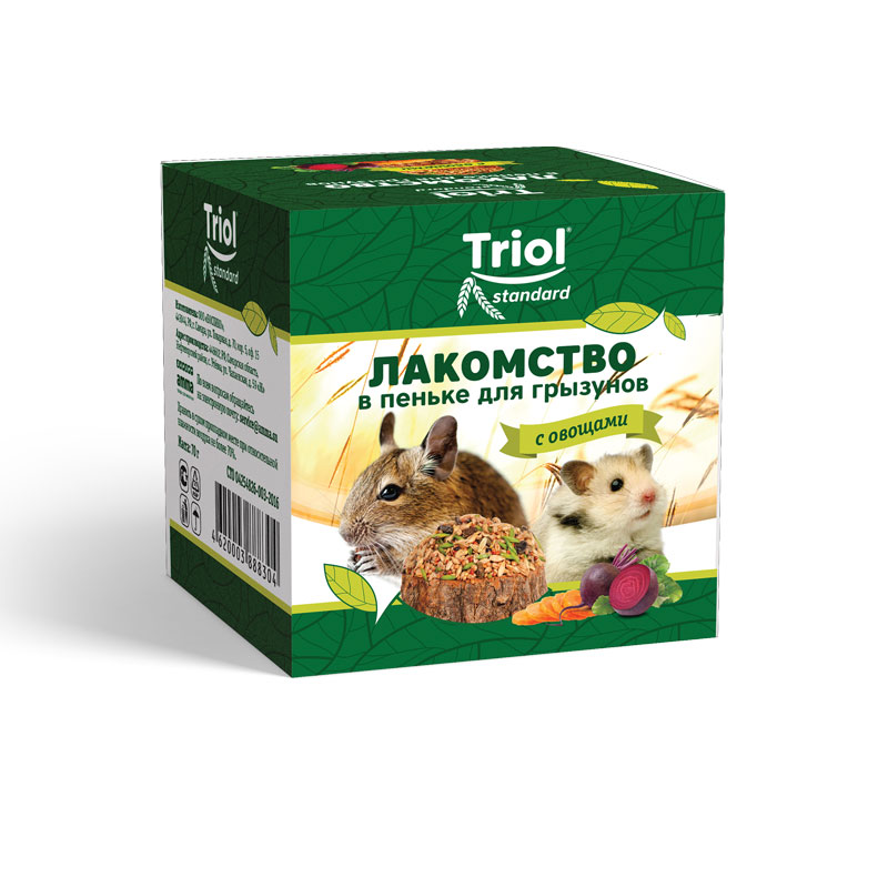 Triol Лакомство в пеньке для грызунов с овощами, 70г, Standard