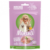 Molina АКЦИЯ !!! Снижение цены !!! Лакомство для собак мелких пород и щенков рулетики с индейкой и треской, 50 г