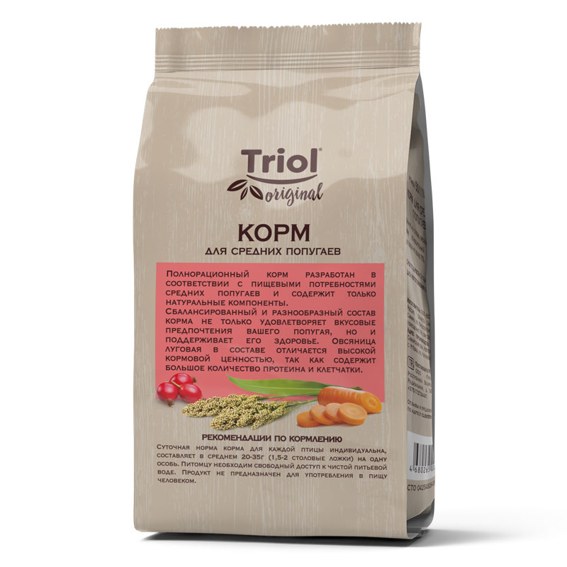 Triol Корм для средних попугаев, 450г, Original
