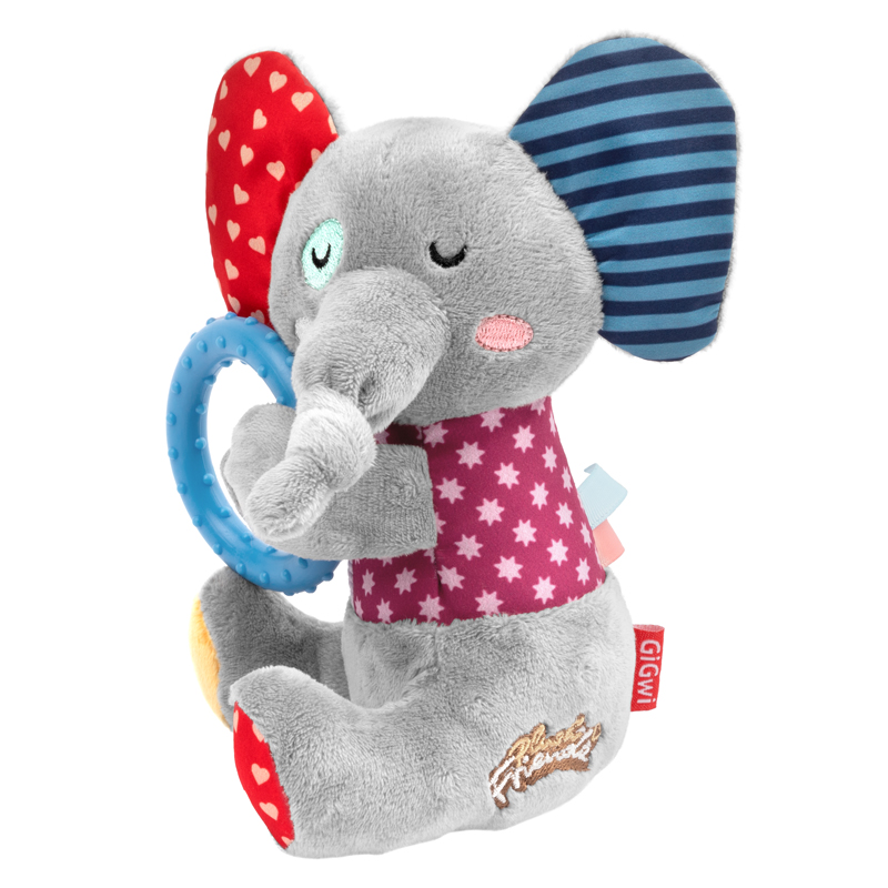 GiGwi Игрушка для собак Слон с кольцом и пищалкой 15см, серия PLUSH FRIENDZ