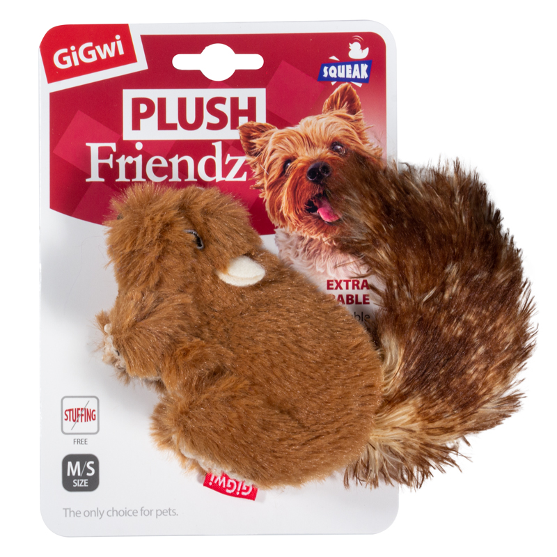 GiGwi Игрушка для собак Белка с пищалкой 15см, серия PLUSH FRIENDZ