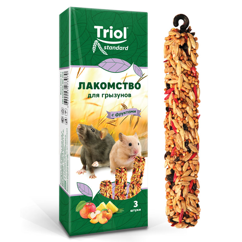 Triol Лакомство для грызунов с фруктами (уп. 3 шт), 80г, Standard