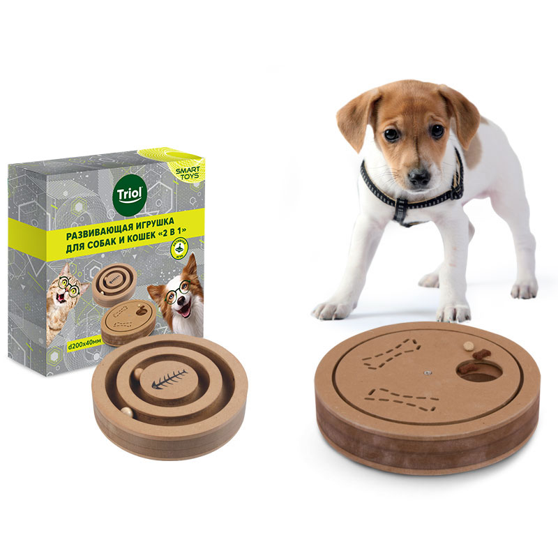 Triol Игрушка развивающая для собак и кошек "2 в 1", d200*40мм, серия SMART TOYS