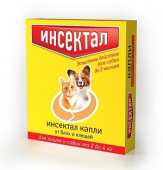 Инсектал Капли против клещей и блох для кошек и собак, 2-4 кг, 1 пипетка