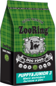 ZOORING PUPPY&JUNIOR 3 Сухой корм для щенков и юниоров средних и крупных пород Мясо молодых бычков и рис,