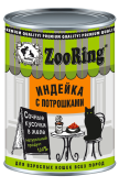 ZOORING Консервы для кошек кусочки в желе индейка с потрошками, 400 г