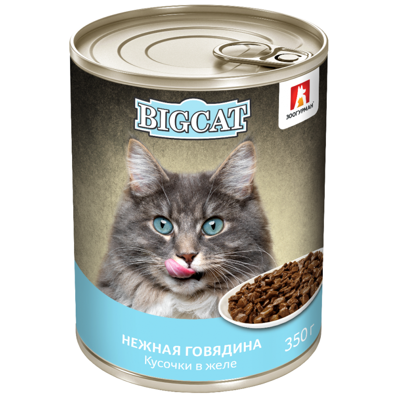 Зоогурман Влажный корм для кошек Big Cat «Нежная говядина», кусочки в желе, 350 г