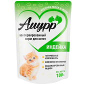 Амурр Влажный корм для котят в желе с индейкой, 100 г