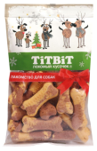 TiTBiT Новогодняя коллекция Лакомство для собак Печенье косточки двухцветные 130 г