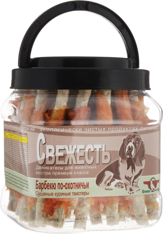 Грин Кьюзин АКЦИЯ! Снижение цены. Лакомство для собак СВЕЖЕСТЬ, Сушеные куриные твистеры, 750 г срок годности до 17.08.26 г