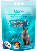 Чистый котик наполнитель комкующийся ТОФУ морской бриз, 12 л