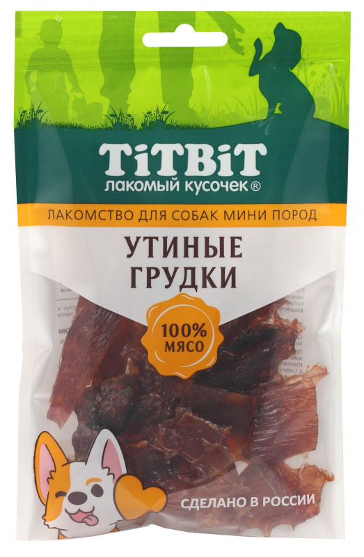 TiTBiT Утиные грудки для собак мини пород 70 г