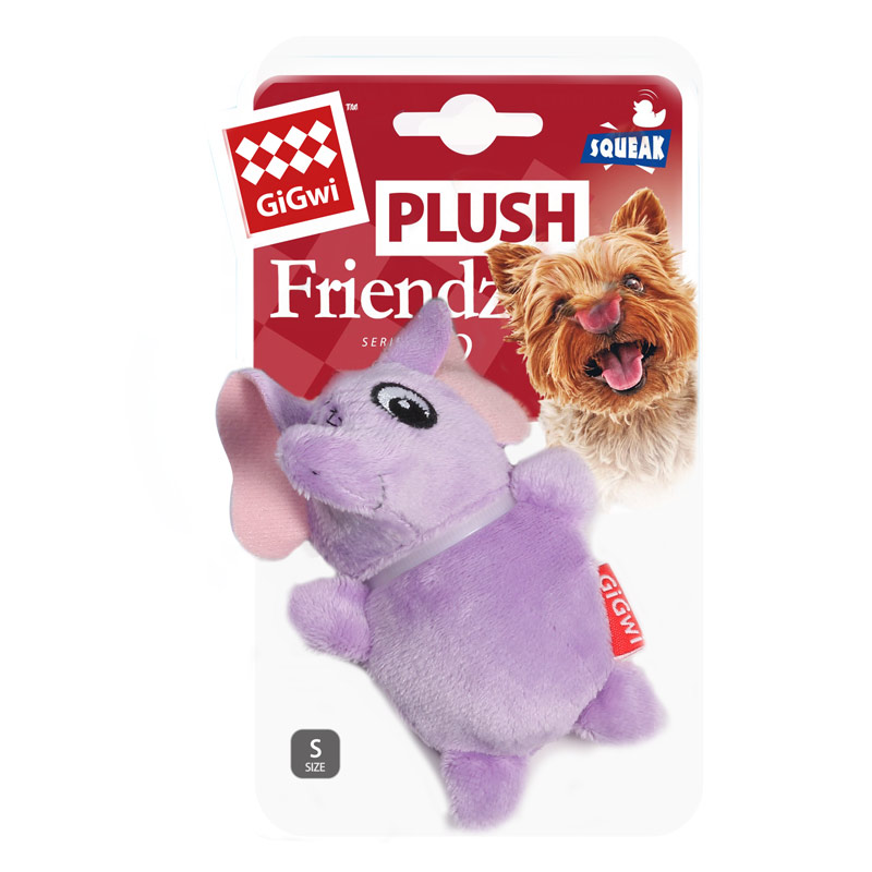 GiGwi Игрушка для собак Слон с пищалками 11см, серия PLUSH FRIENDZ