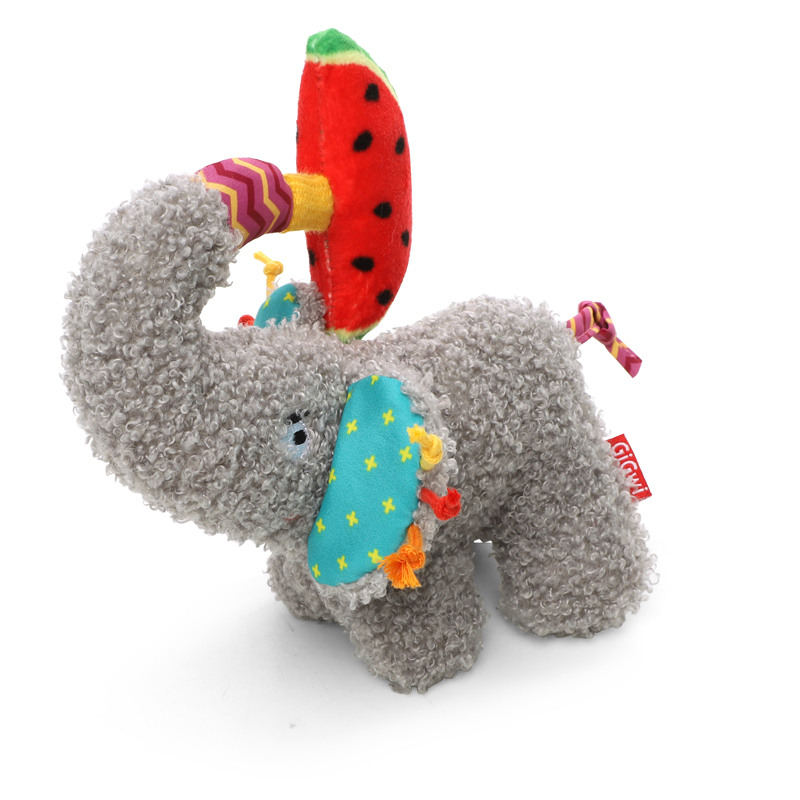 GiGwi Игрушка для собак Слоник с арбузом с пищалкой 19см, серия PLUSH FRIENDZ