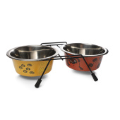 Triol СОЮЗМУЛЬТФИЛЬМ Миска для животных металлическая двойная на подставке "Пожужжим", 2*0.24л