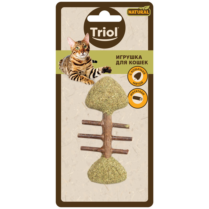 Triol Игрушка для кошек из мататаби "Рыбка", 80мм, серия NATURAL