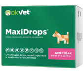 Агроветзащита Оквет MaxiDrops для собак весом от 5 до 10 кг от клещей, блох, вшей, круглых и ленточных гельминтов