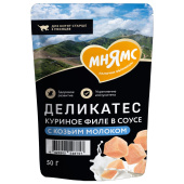 Мнямс Влажный корм Деликатес Куриное филе с козьим молоком в соусе для котят старше 3 месяцев, 50 г