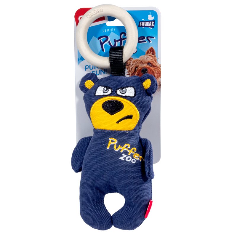 GiGwi Игрушка для собак Медведь с кольцом и пищалкой 17/26см, серия PUFFER ZOO