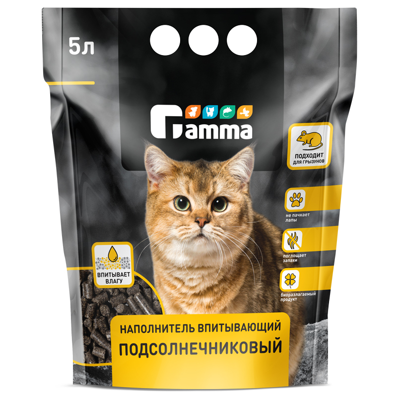 Gamma Наполнитель впитывающий подсолнечниковый , 5 л