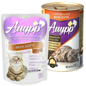 Амурр Консервы для взрослых кошек в желе, мясное ассорти, 415 г